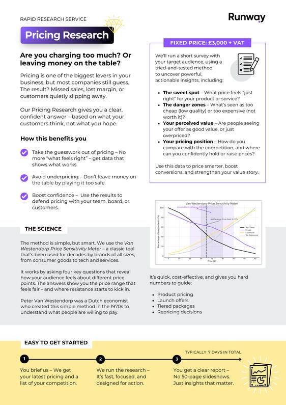 Pricing Research one pager with service description