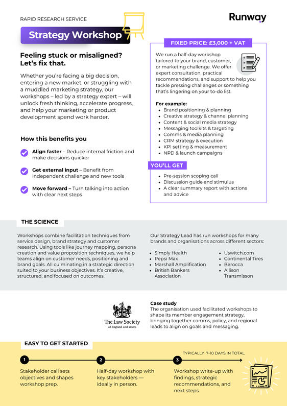 Strategy workshop one-pager document