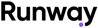 Black Runway logo with purple dot